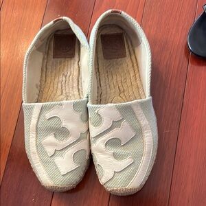Tory Burch Espadrille Flats in Blue and White